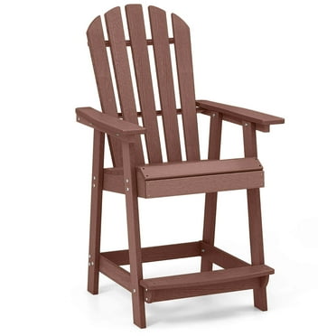Costway 1 PCS Bar Stool HDPE Patio Chair with Armrest Footrest Home Indoor Outdoor Brown