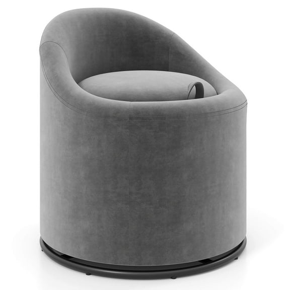 Costway 1 PCS Barrel Chair with Storage 360° Swivel Upholstered Vanity Chair with Backrest Gray