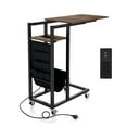 thumbnail image 1 of Costway 1 PCS C-shaped End Table with Charging Station Rolling Bedside Table Couch Side Table, 1 of 10