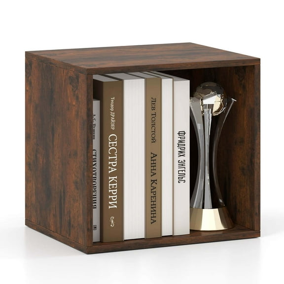 Costway 1 PCS Cube Storage Organizer Stackable Open Book Shelf for Small Space Storage System Brown