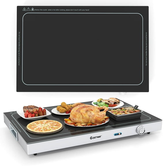 Costway 1 PCS Electric Warming Tray with Adjustable Temperature Built-In Handles for Buffets