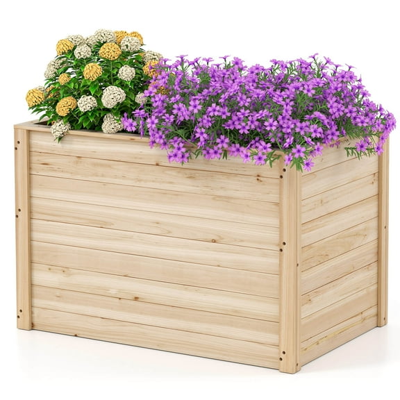 Costway 1 PCS Elevated Planter Box with Open-Ended Base for Deep-Rooted Vegetable