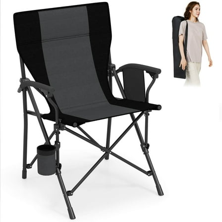 Costway 1 PCS Folding Camping Chair for Adults Portable Lawn Chair with Cup Holder & Side Pocket