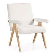 Costway 1 PCS Mid-Century Modern Accent Chair with Solid Rubber Wood Frame and Padded Armrests