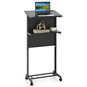 Costway 1 PCS Mobile Lectern Podium Height Adjustable Rolling Laptop Cart Sturdy Metal Frame