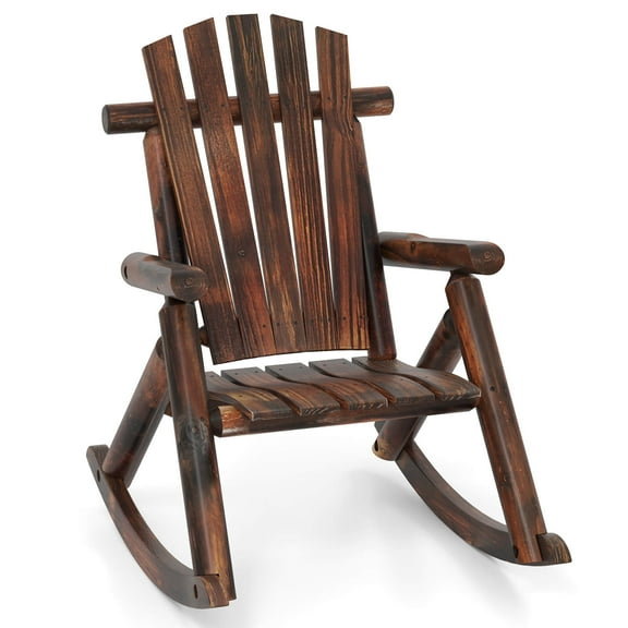 Costway 1 PCS Outdoor Adirondack Rocking Chair for Adults Solid Wood Porch Rocker Patio Chair