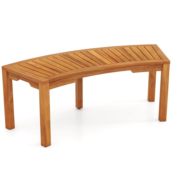 Costway 1 PCS Outdoor Curved Bench with Slatted Seat Wrap Around Tree Bench 2-Person Seating