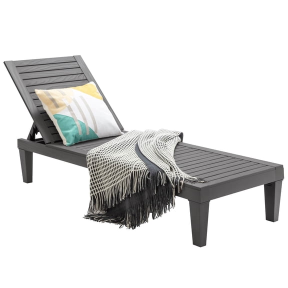 Costway 1 PCS Patio Lounge Chair Chaise Recliner Weather Resistant Adjustable Gray