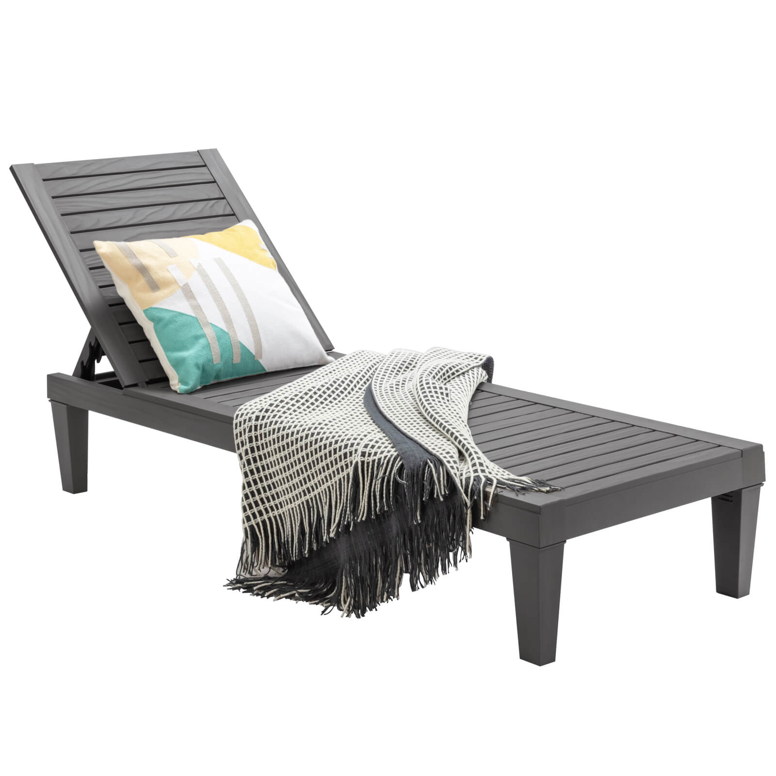 Costway 1 PCS Patio Lounge Chair Chaise Recliner Weather Resistant Adjustable Gray at Walmart