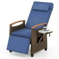 thumbnail image 1 of Costway 1 PCS Patio Wicker Recliner Chair with Adjustable Backrest Footrest Flip Side Table Navy, 1 of 2