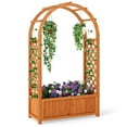 thumbnail image 1 of Costway 1 PCS Raised Garden Bed Wooden Elevated Planter Box with Lattice Trellis & Ached Roof, 1 of 10