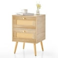 thumbnail image 1 of Costway 1 PCS Rattan Nightstand Boho Accent Bedside Table with 2 Storage Drawers Natural, 1 of 8