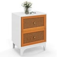 thumbnail image 1 of Costway 1 PCS Rattan Nightstand with Storage Wood End Sofa Side Table with 2 drawers Wood Legs, 1 of 9