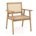 thumbnail image 1 of Costway 1 PCS Wood Chair Indonesia Teak Wood Armchair with Natural Rattan Seat & Back Patio Chair for Porch, 1 of 7