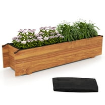 Costway 1 PCS Wooden Raised Garden Bed with Drainage Holes, Liner for Vegetable Flower Herb
