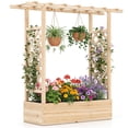 thumbnail image 1 of Costway 1 PCS Wooden Raised Garden Bed with Trellis & Hanging Roof, Drainage Holes for Plants Natural, 1 of 10