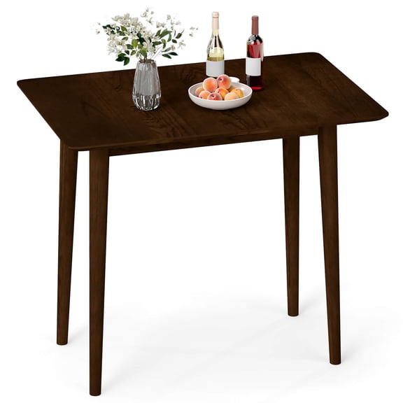 Costway 1 PS 34” Rectangular Wooden Dining Table with Rubber Wood Legs for Apartment Breakfast Walnut