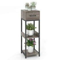 Costway 1 Pack 3 Tier Indoor Tall Plant Stand with Drawer Anti-tipping Devices Display Shelf