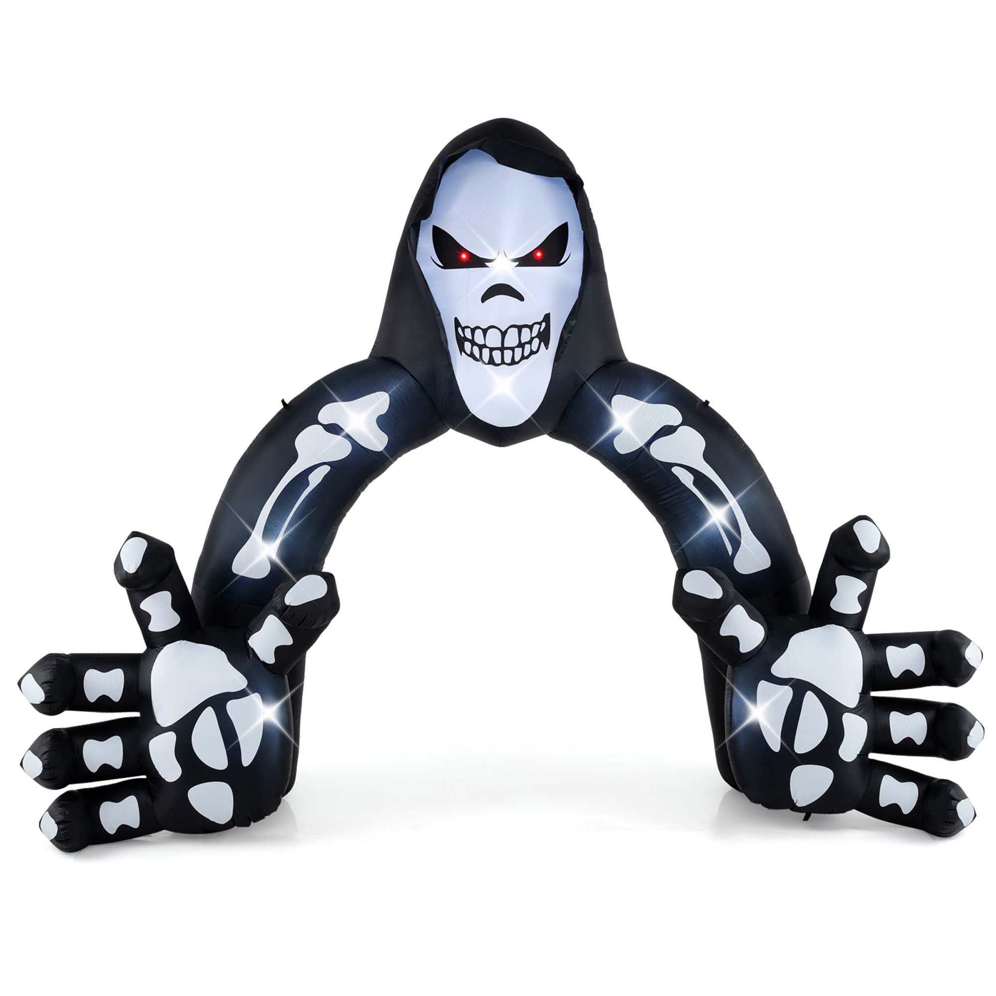 Costway 10.2 x 8.7 ft Halloween Inflatable Grim Reaper Archway LED ...