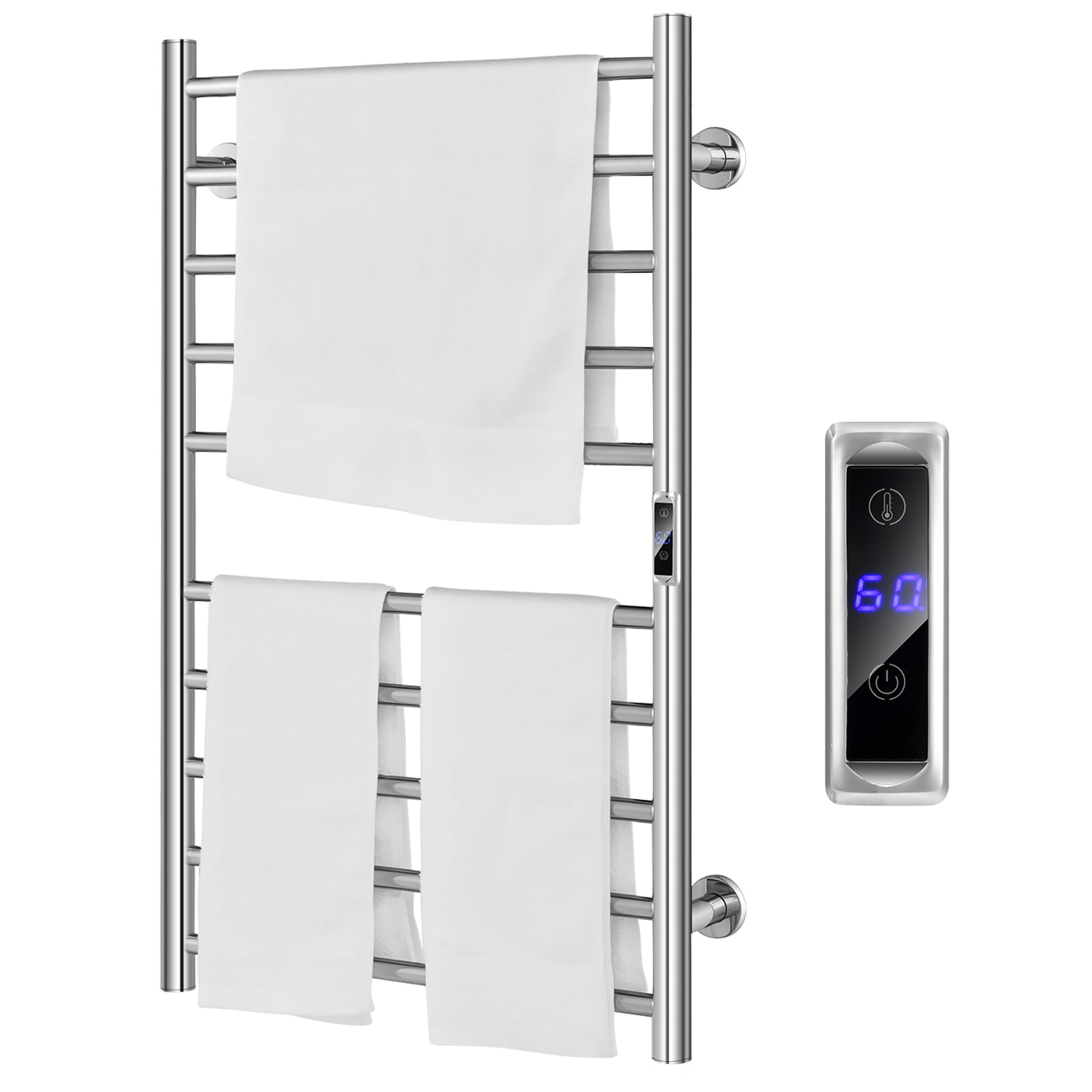 Costway 10 Bar Wall Mounted Electric Heated Towel Warmer Drying Rack