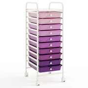 Costway 10 Drawer Rolling Storage Cart Scrapbook Paper Office School Organizer Purple