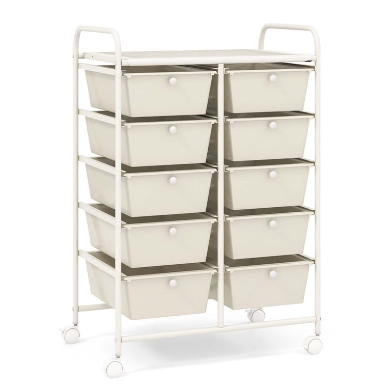 Costway 10-Drawer Storage Cart Utility Rolling Trolley Kitchen