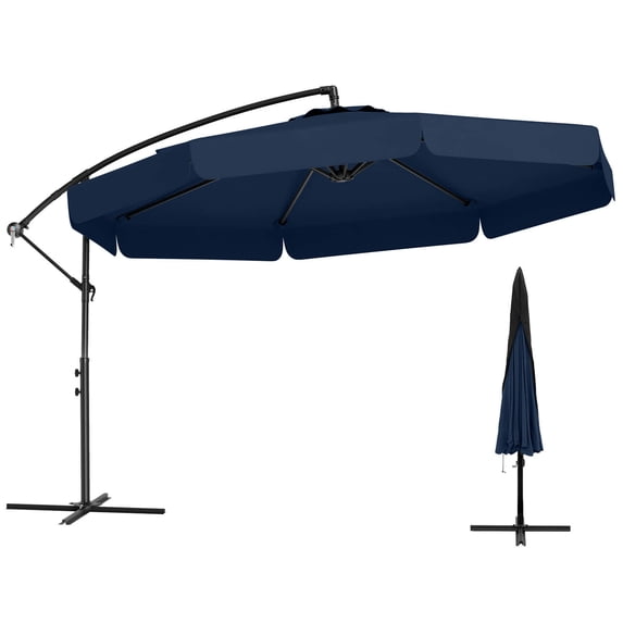 Costway 10 FT Offset Hanging Umbrella Patio Cantilever Umbrella with Cover Navy