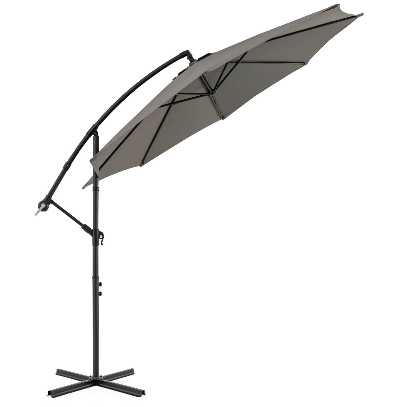 gray offset patio umbrella PatioKingdom Cantilever with Base, Outdoor Large Umbrella 11FT / Beige Enhance your outdoor experience with the 120 in Tevara 118" Patio Cantilever Umbrella