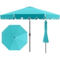 thumbnail image 1 of Costway 10 FT Patio Umbrella with Crank Tilt Adjustment Ruffles Vented Top 8 Ribs Blue, 1 of 11