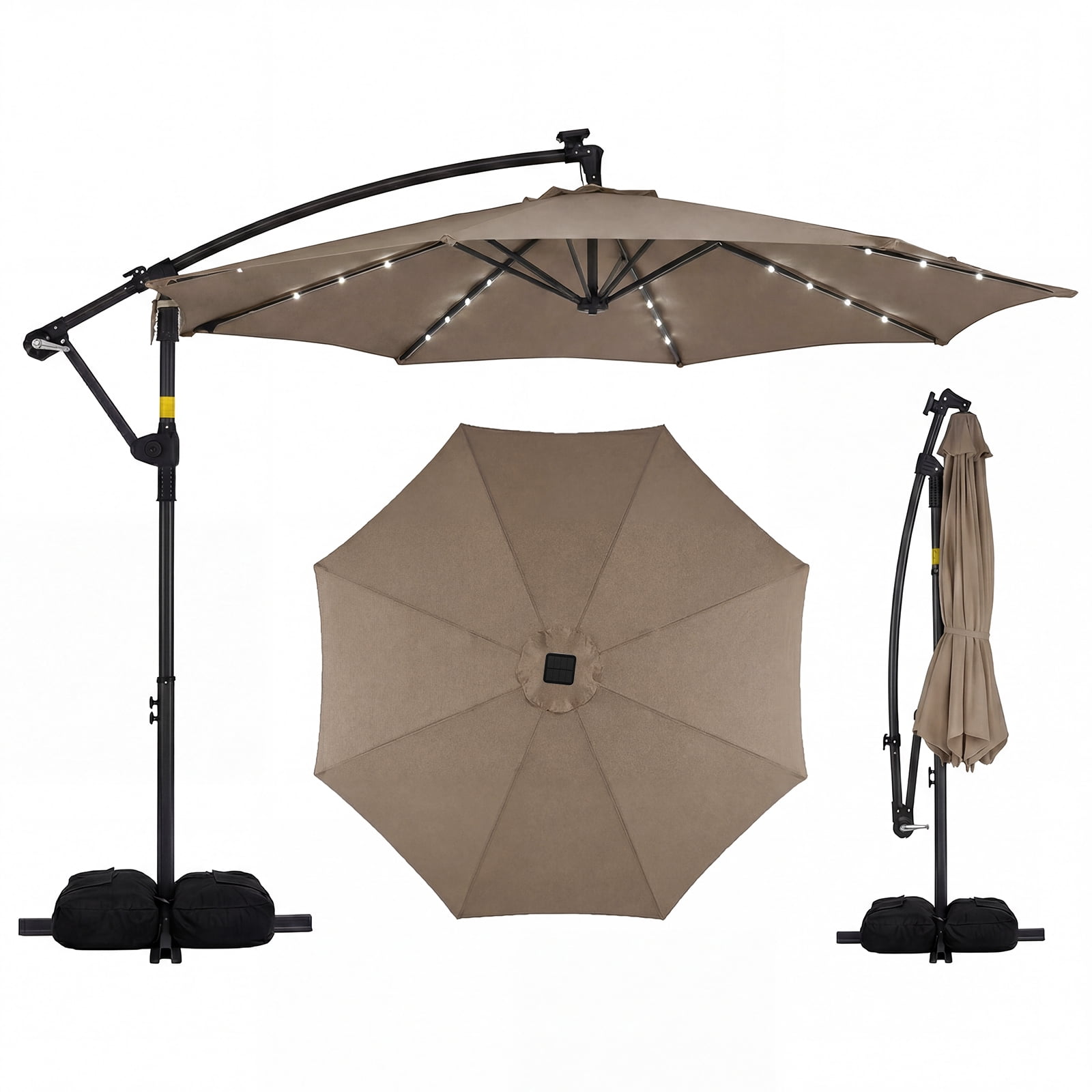 costway 10ft solar led cantilever offset patio umbrella Tangkula with Base Included, Outdoor Umbrella with 32 Lights, 360 Degree Rotation, Crank Handle for Pool Deck Garden Backyard (Tan) : Patio, Lawn & Garden A smooth crank lift opens and closes easily Costway - 10 FT Solar