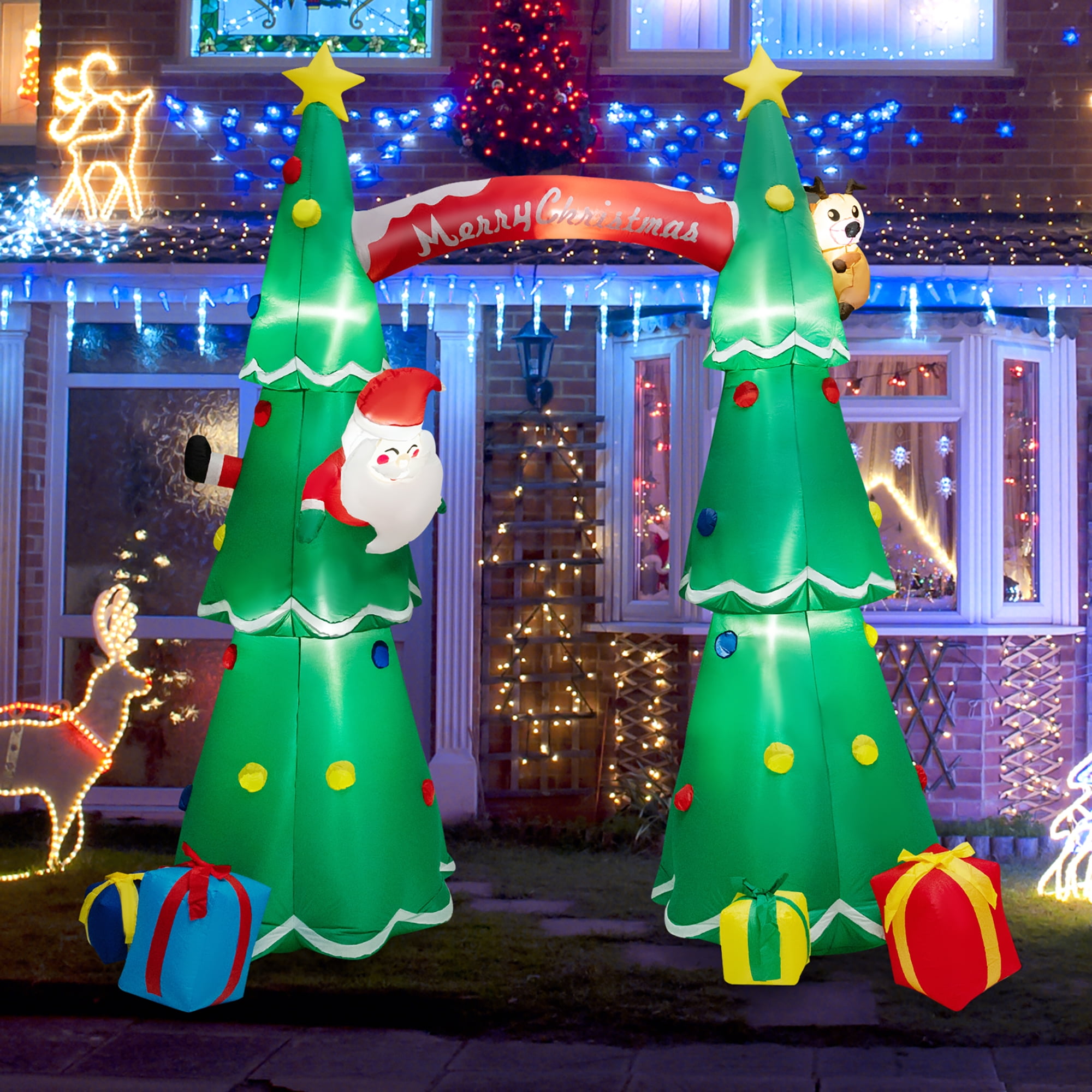 Costway 10 FT Tall Inflatable Christmas Arch w/ LEDs & Builtin Air