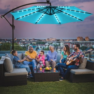 at home at home patio umbrella Patio Umbrella Wooden 13ft 8-Rib with Weighted Base