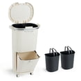 thumbnail image 1 of Costway 10 Gallon Kitchen Trash Can with Lid, 2 Removable Buckets, Step Pedal & Wheels, 1 of 10