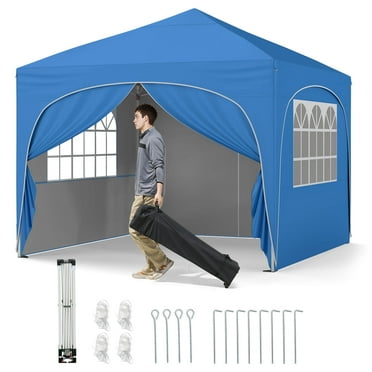 Costway 10 X 10 FT Pop up Canopy Tent Outdoor Easy Setup Sunshade with Wheeled Bag Blue