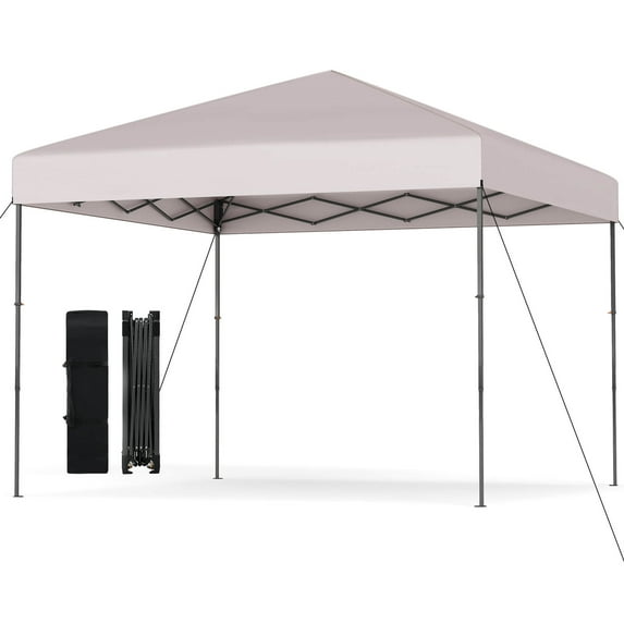 Costway 10 X 10 FT Pop up Canopy Tent with Portable Carrying Bag 8 Stakes 4 Wind Ropes Yellow