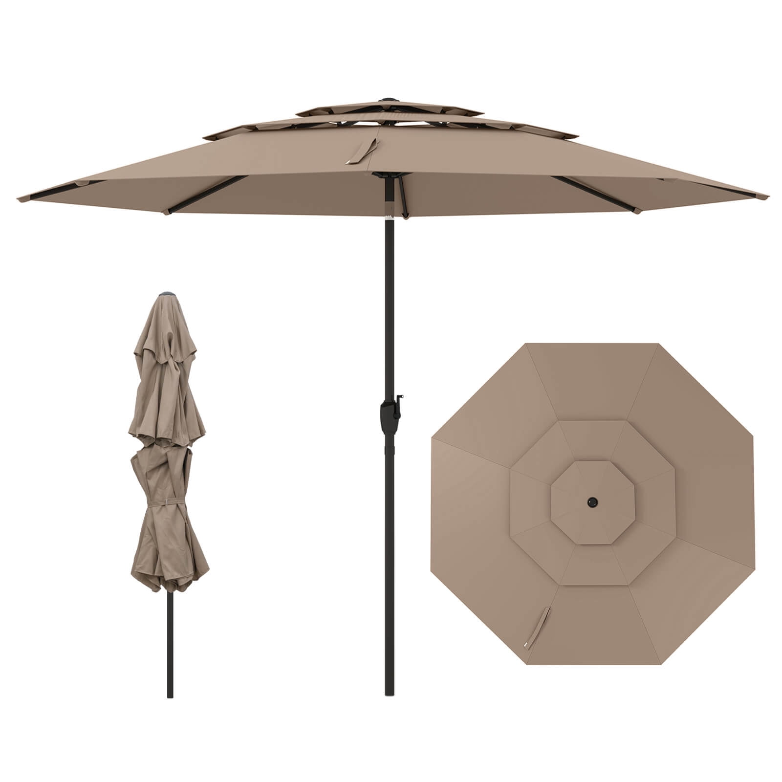 best buy 10 foot patio umbrellas WUFF Bluu 10ft Offset Umbrella Cantilever Umbrella Hanging Market Umbrella Outdoor with Crank & Cross Bases(Beige) : Patio, Lawn & Garden With Steel Base Opening Mechanism Costway, Patio Umbrella, 10 ft