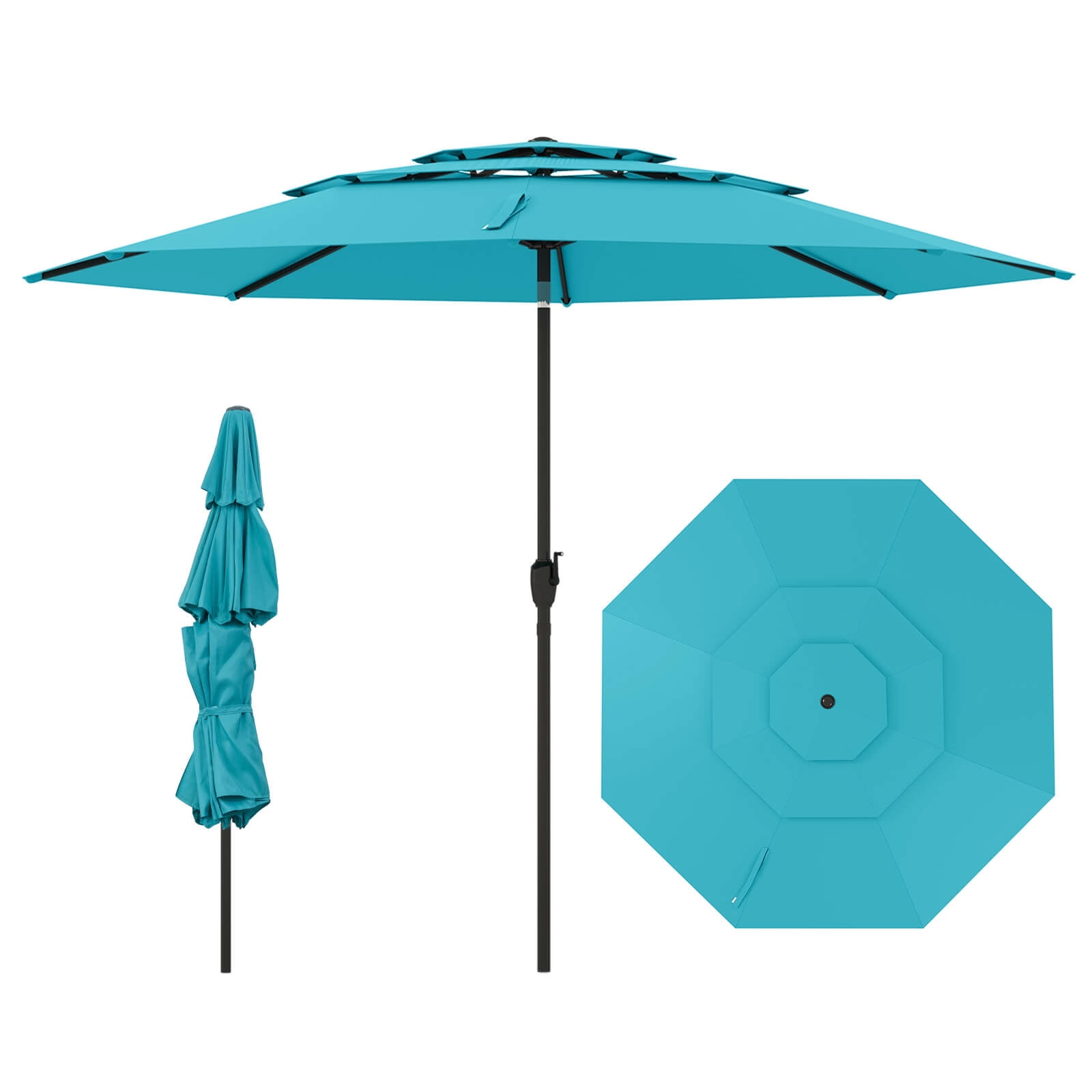 10 ft teal patio umbrella PURPLE LEAF Outdoor 10' x 10' Easy Assembly Turquoise Enhance outdoor living spaces like patios Hostin 10-Foot Teal Square Double
