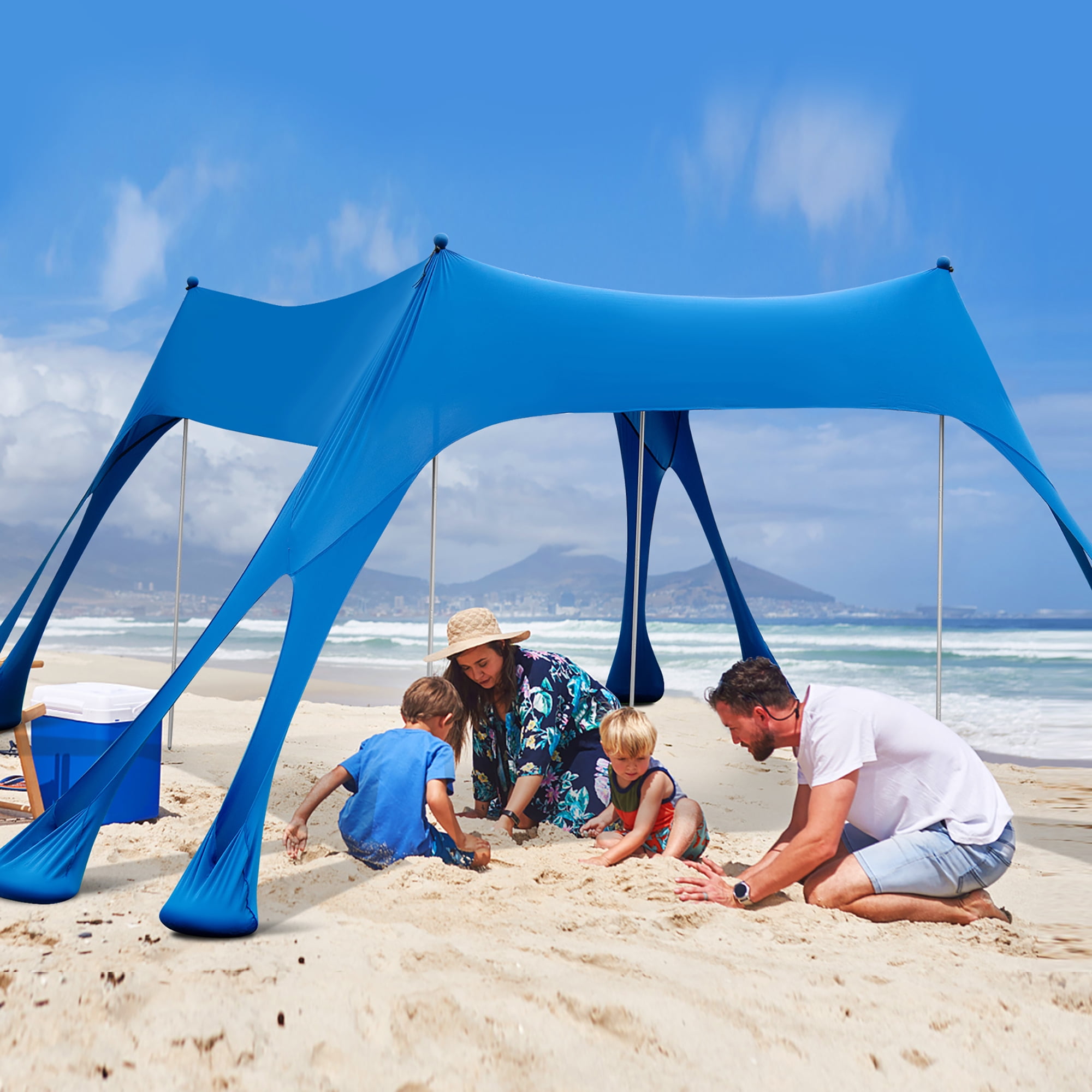 Beach Canopy Tent Sun Shelter, VECUKTY 10x10 Ft Camping Sun Shade for Beach  with UPF 50+ Protection,Turquoise 