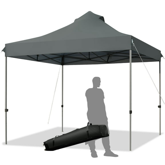Costway 10' x 10' Portable Pop Up Canopy Event Party Tent Adjustable W/Roller Bag Grey