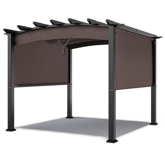 Costway 10 x 10ft Patio Pergola Gazebo Sun Shade Shelter W/Retractable Canopy