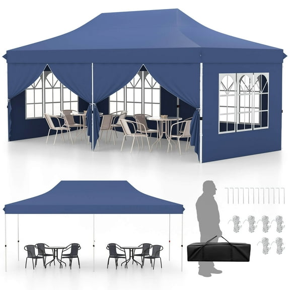 Costway 10 x 20 FT Pop up Canopy  Outdoor Canopy Tent with 6 Sidewalls Carrying Bag