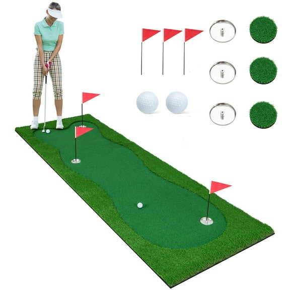 Costway 10 x 3.3 FT Golf Putting Green Professional Golf Training Mat with 2 Golf Balls