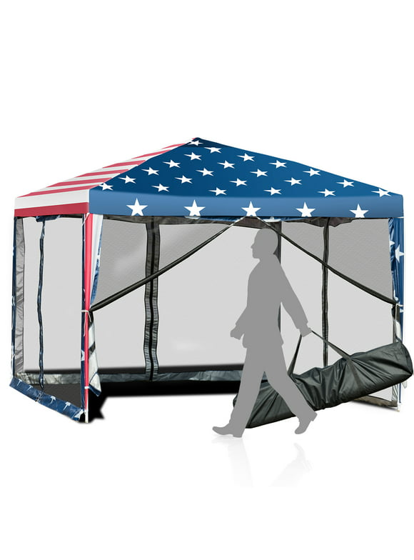 Costway 10'x10' Folding Pop Up Tent Gazebo Canopy Mesh Sidewall