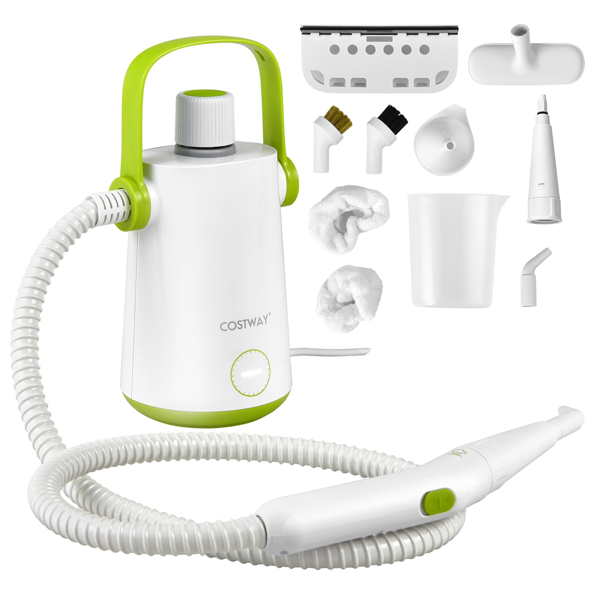 Costway 1000W Green and White Portable Hand-held Steam Cleaner with Accessories