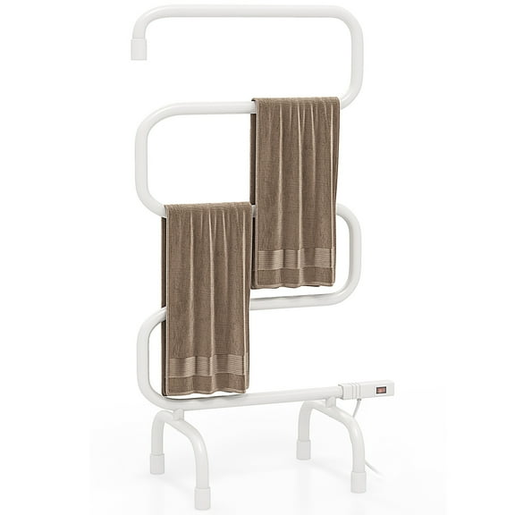 Costway 100W Electric Towel Warmer Drying Rack Freestanding and Wall Mount White