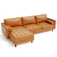 thumbnail image 1 of Costway 105'' Air Leather L-Shaped Sectional Sofa w/ Chaise Lounge & 2 Bolster Pillows, 1 of 11
