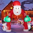 thumbnail image 1 of Costway 10FT Inflatable Christmas Santa Archway Decoration with Snowman Penguin LED Lights, 1 of 10