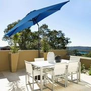 Costway 10FT Patio Umbrella Sunshade Market Steel Tilt W/ Crank Outdoor Yard Garden Blue