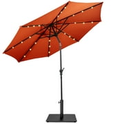 Costway 10ft Solar Lights Patio Umbrella Outdoor W/ 36 LBS Steel Umbrella Stand, Orange
