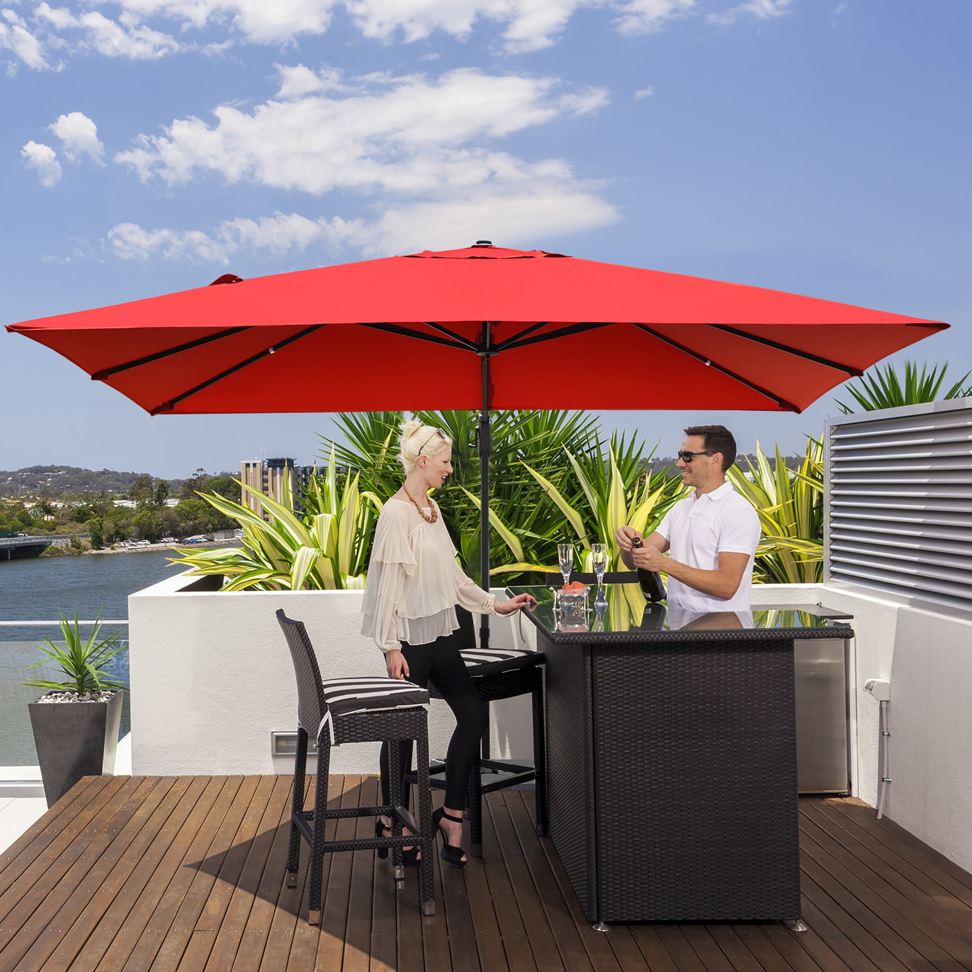 Costway 10x13ft Patio Rectangular Umbrella, Cantilever Offset Umbrella